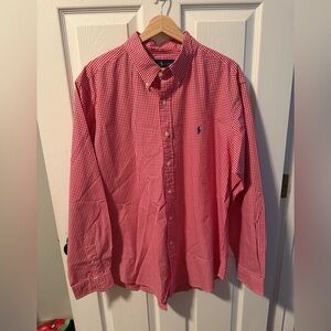 Men's XL Polo Ralph Lauren Red Gingham Button Down Collared Shirt